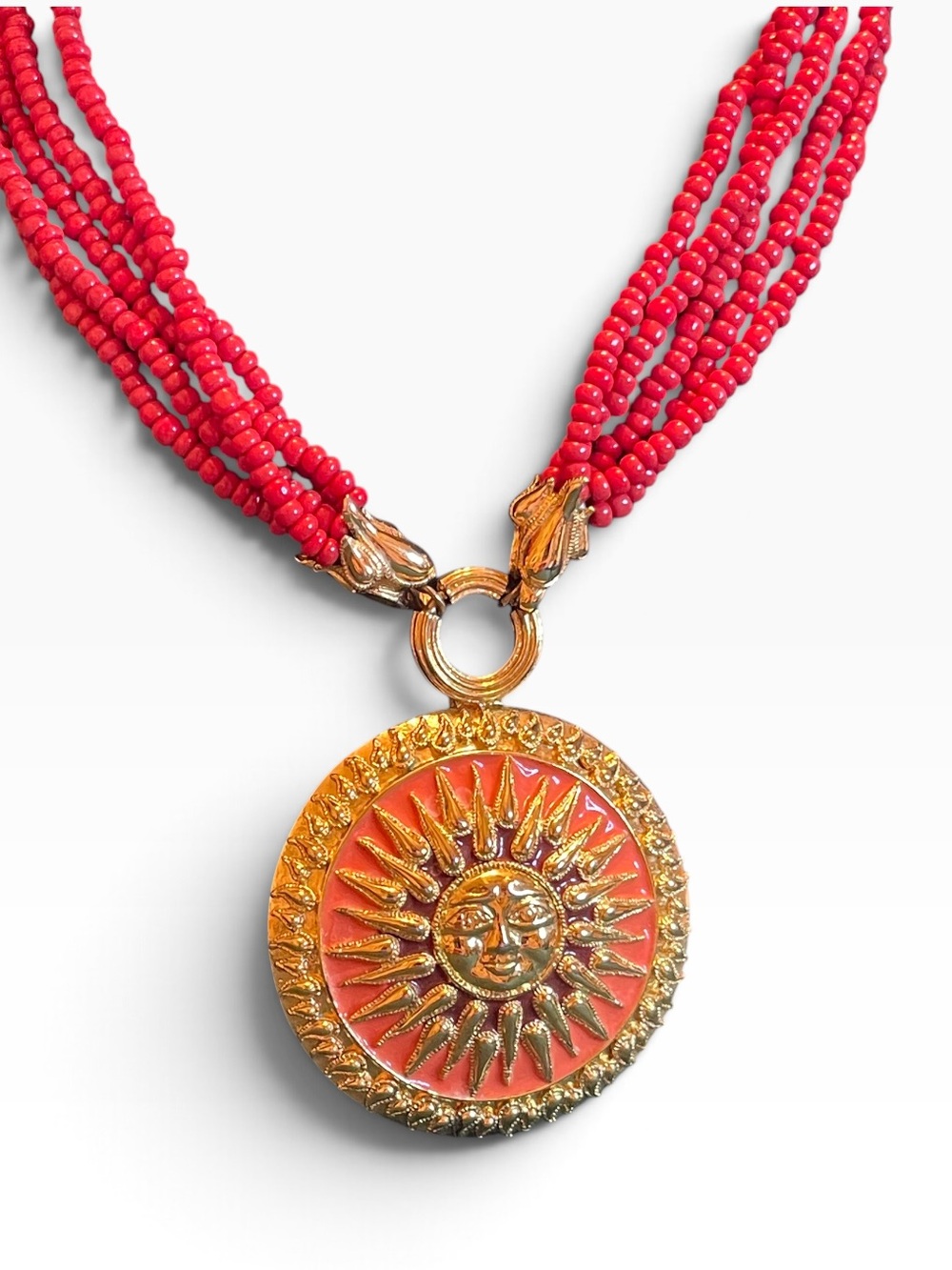1980’s Bob Mackie Sun Goddess Celestial Medallion Pendant Necklace